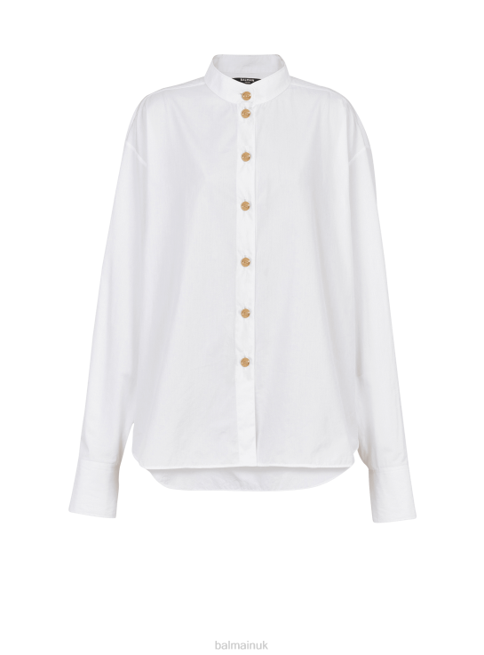 Clothing D0022254 White Balmain Women Poplin Shirt