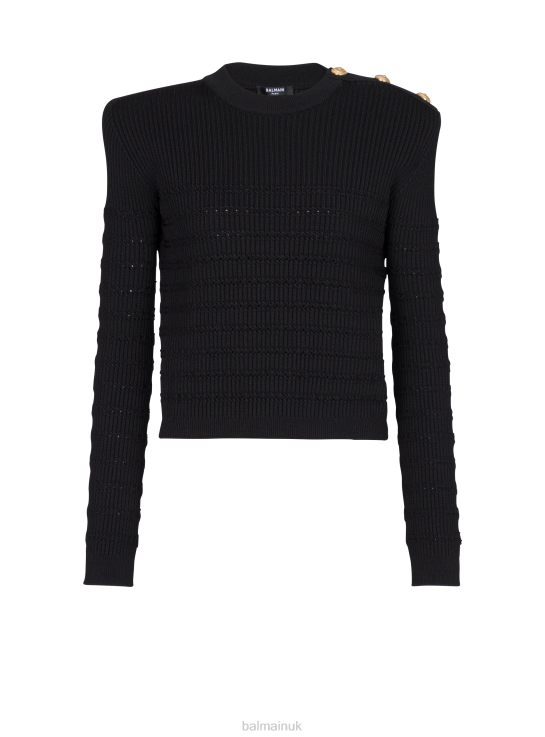 Clothing D0022321 Black Balmain Women Knit Jumper With Gold Buttons