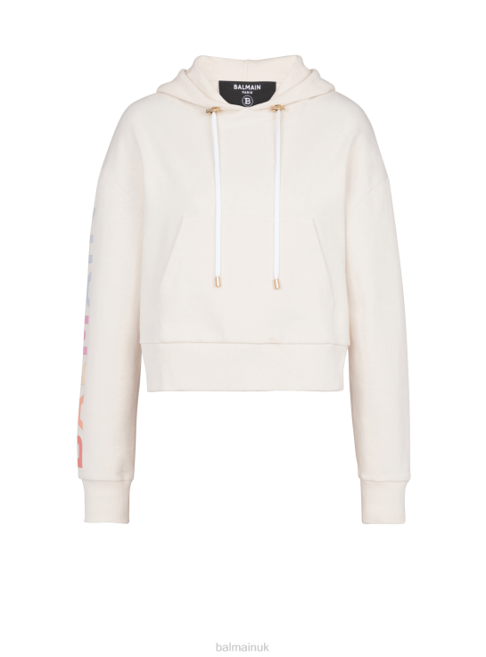 Clothing D0022271 Beige Balmain Women Cotton Printed Brand Logo Sweatshirt