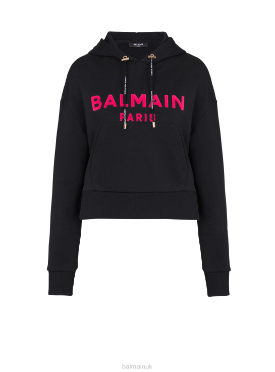 Clothing D0022287 Black Balmain Women Cotton Printed Brand Logo Sweatshirt