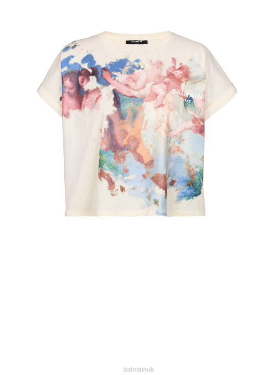 Clothing D0022148 Multicolor Balmain Women Cropped Pastel Print T-Shirt