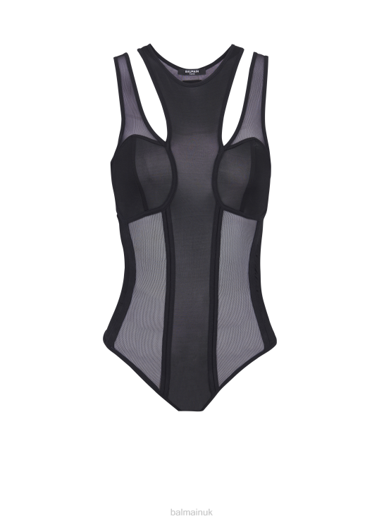 Clothing D0022217 Black Balmain Women Cut-Out Tulle Body