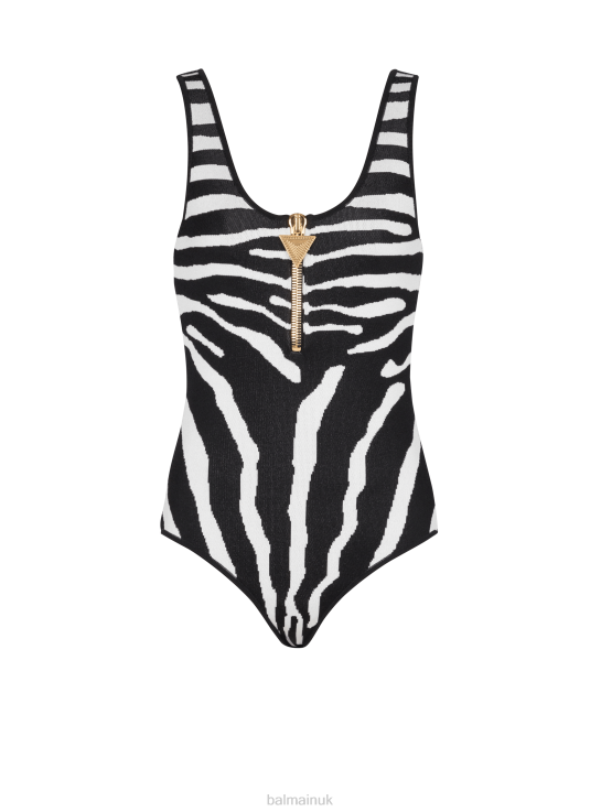 Clothing D0022234 Black Balmain Women Zebra Jacquard Body