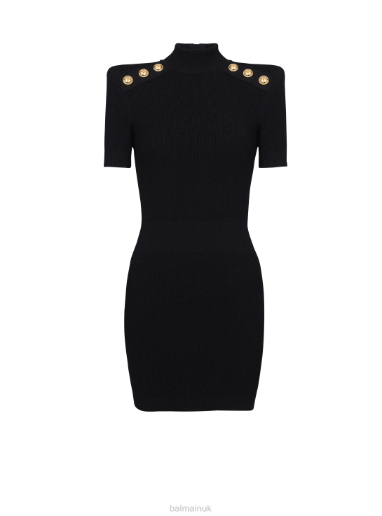 Clothing D002227 Black Balmain Women Short Knit Dress