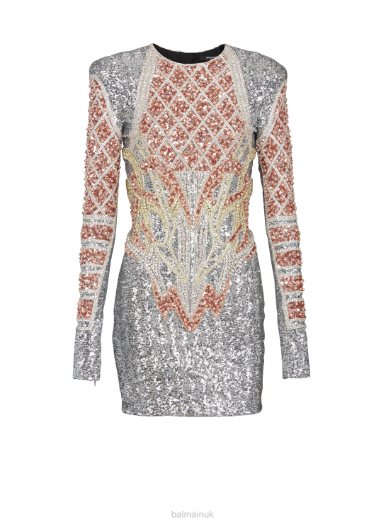 Clothing D002263 Multicolor Balmain Women Short Embroidered Dress