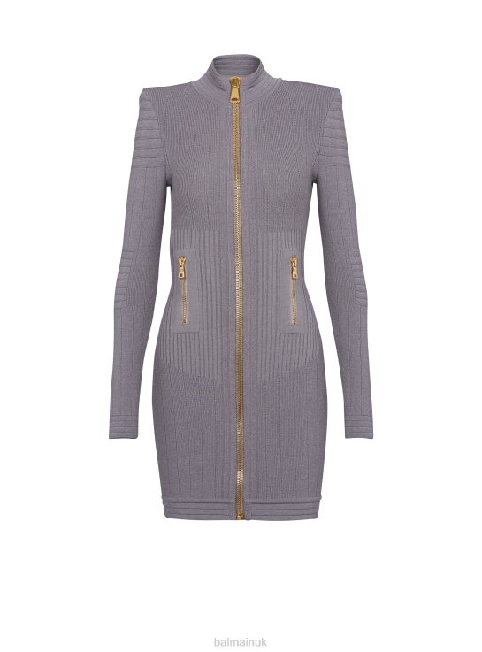 Clothing D002264 Grey Balmain Women Short Knit Dress