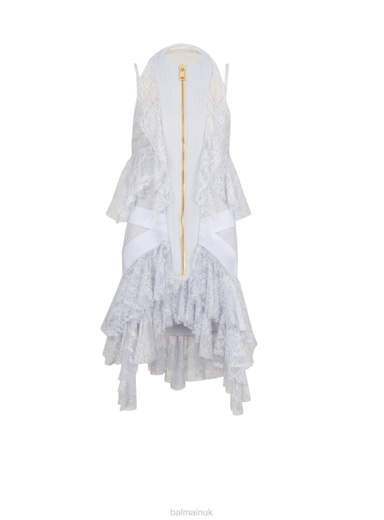 Clothing D002277 Blue Balmain Women Short Lace Dress