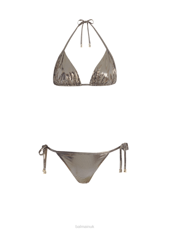 Clothing D0022424 Gold Balmain Women Metallic Bikini