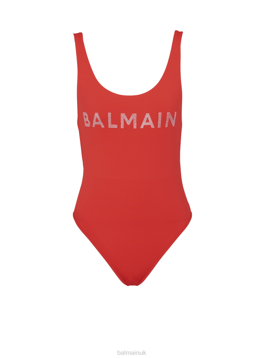 Clothing D0022426 Red Balmain Women Brand Logo Swimsuit